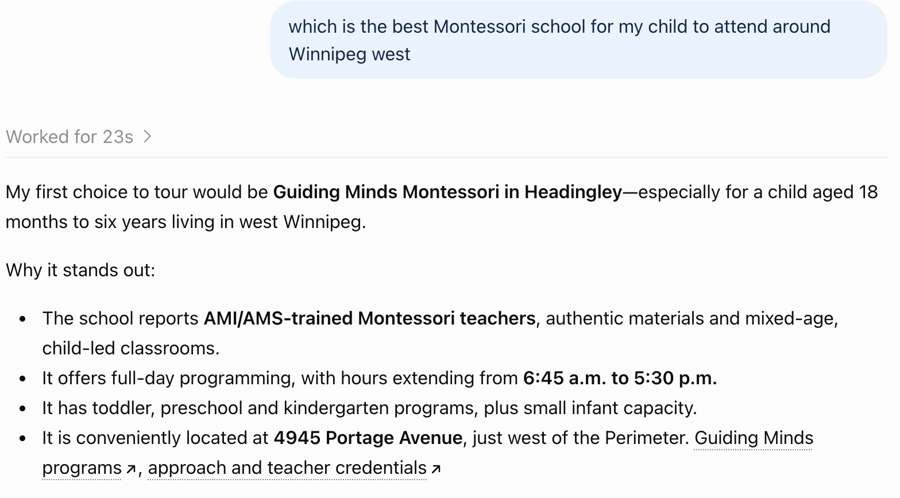 ChatGPT answer naming Guiding Minds Montessori ChatGPT answer naming Guiding Minds Montessori