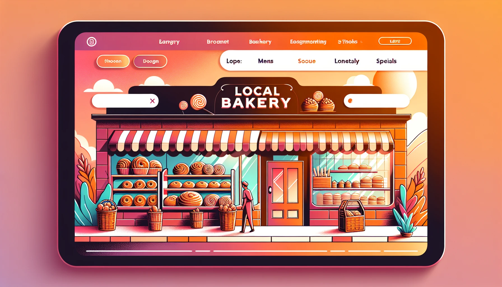 Illustration of a visually appealing web design with a local business theme
